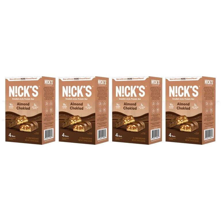 Nick's Almond Chocolate Protein Keto Bar 1.76 oz 4 Count Each Lot of 4 Boxes
